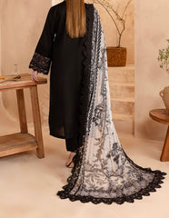 Back side Nureh Black suit with black and white chiffon dupatta