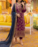 Marina Mystique|Asim Jofa 3-Piece |Magenta Embroidered Lawn Silk Suit | Dastaan Collection| AJDA-07