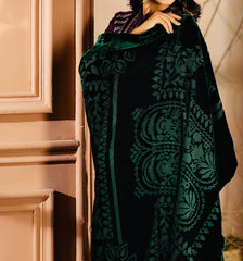 Johra Chambeli Embroidered Karandi 3-Piece Suit with Velvet Palachi Shawl