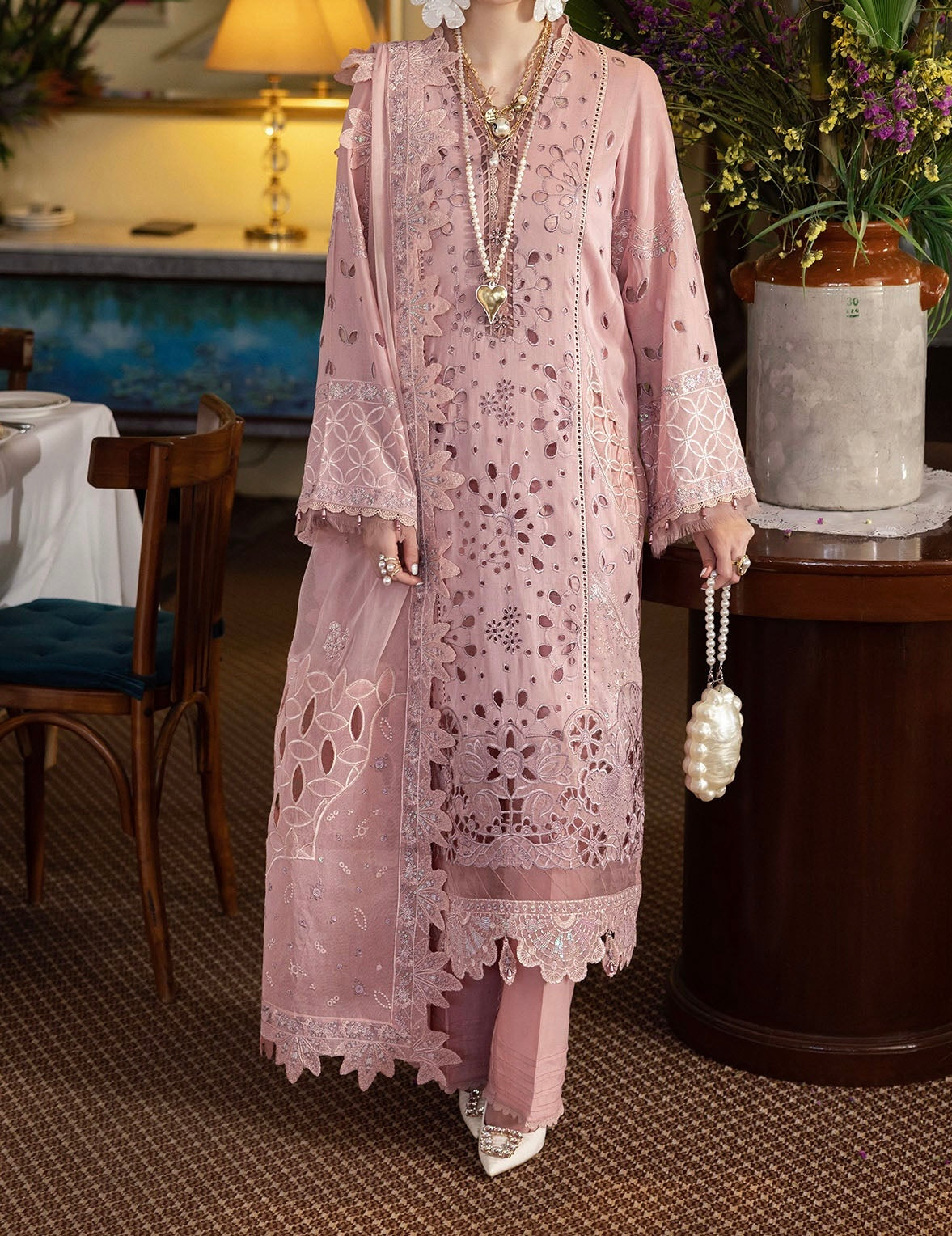 Mademoiselle Swiss Lawn 3-piece embroidered suit NE-8362 – stylish luxury outfit featuring fine threadwork and graceful silhouette by Marina Mystique.