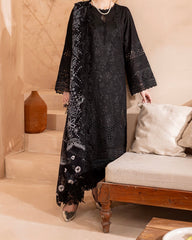 Nureh Monochrome designer wear with chiffon embroidered dupatta