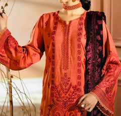 Johra Chambeli Embroidered Karandi 3-Piece Suit with Velvet Palachi Shawl