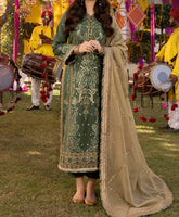 Marina|Mystique|Asim Jofa 3-Piece Green Embroidered Lawn Silk Suit | Dastaan Collection | "Gur Naal Ishq Mitha" | AJDA-26