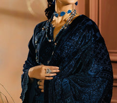 Johra Chambeli Embroidered Karandi 3-Piece Suit with Velvet Palachi Shawl