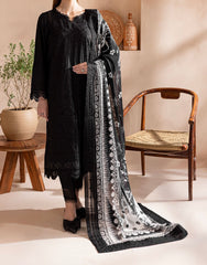 Nureh Monochrome designer wear with chiffon embroidered dupatta