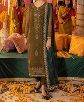 Marina Mystique|Asim Jofa 3-Piece |Mehendi Green|Embroidered Chiffon Suit | Dastaan Collection| "Gur Naal Ishq Mitha"
-AJDA-16