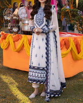 Marina Mystique|Asim Jofa 3-Piece |Off White Embroidered Chiffon Suit | Dastaan Collection| AJDA-07