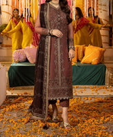 Marina Mystique|Asim Jofa 3-Piece | Rustic Brown Embroidered Chiffon Suit | Dastaan Collection|-AJDA-14