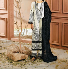 Johra Chambeli Embroidered Karandi 3-Piece Suit with Velvet Palachi Shawl