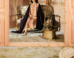 Johra Chambeli Embroidered Karandi 3-Piece Suit with Velvet Palachi Shawl