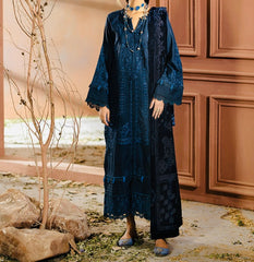 Johra Chambeli Embroidered Karandi 3-Piece Suit with Velvet Palachi Shawl