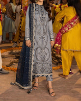 Marina Mystique|Asim Jofa 3-Piece |Grey Embroidered Lawn Silk Suit | Dastaan Collection| AJDA-08