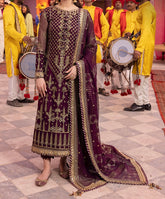 Marina Mystique|Asim Jofa 3-Piece | Magenta Lawn Silk Suit | Dastaan Collection| AJDA-03