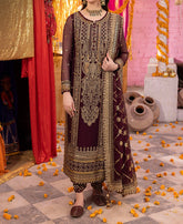 Marina Mystique |Asim Jofa 3-Piece Maroon |Embroidered Chiffon Suit | Dastaan Collection
-AJDA-21