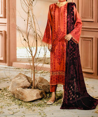 Johra Chambeli Embroidered Karandi 3-Piece Suit with Velvet Palachi Shawl