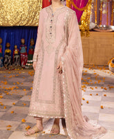 Marina Mystique|Asim Jofa 3-Piece Pale-Pink |Embroidered Lawn Silk Suit | Dastaan Collection| "Baje Dhol Taashe"
-AJDA-17