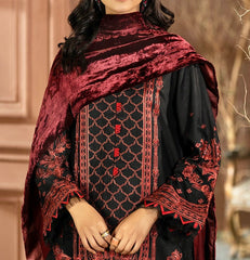 Johra Chambeli Embroidered Karandi 3-Piece Suit with Velvet Palachi Shawl