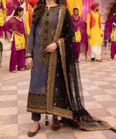 Marina Mystique |Asim Jofa 3-Piece | Grey Embroidered Paper cotton Suit | Dastaan Collection| AJDA-10