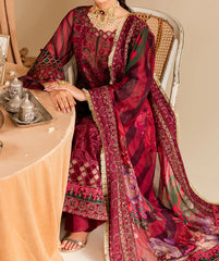 3-PCS-RED CHIFFON SUIT VASAL FORMALS BY CHARIZMA -VSL- 08