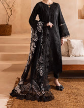 Nureh 3.Monochrome luxury lawn embroidered shirt and dupatta