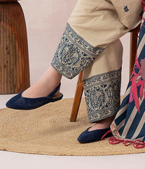 3-Piece Beige Embroidered Dhanak Leather Suit with Jacquard Wool Shawl – PS3-15 | Marina Mystique|Winter CollectionPS3-10