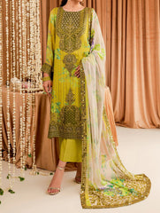 3-PCS-GREEN CHIFFON SUIT-VASAL FORMALS BY CHARIZMA-VSL-07