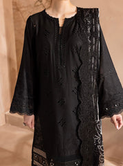 Nureh Monochrome embroidered 3-piece suit in black with black thread