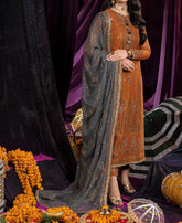 Marina Mystique |Asim Jofa 3-Piece | Rustic Bronze |Embroidered Chiffon Suit | Dastaan Collection|
-AJDA-15