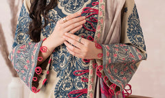 3-Piece Beige Embroidered Dhanak Leather Suit with Jacquard Wool Shawl – PS3-15 | Marina Mystique|Winter CollectionPS3-10