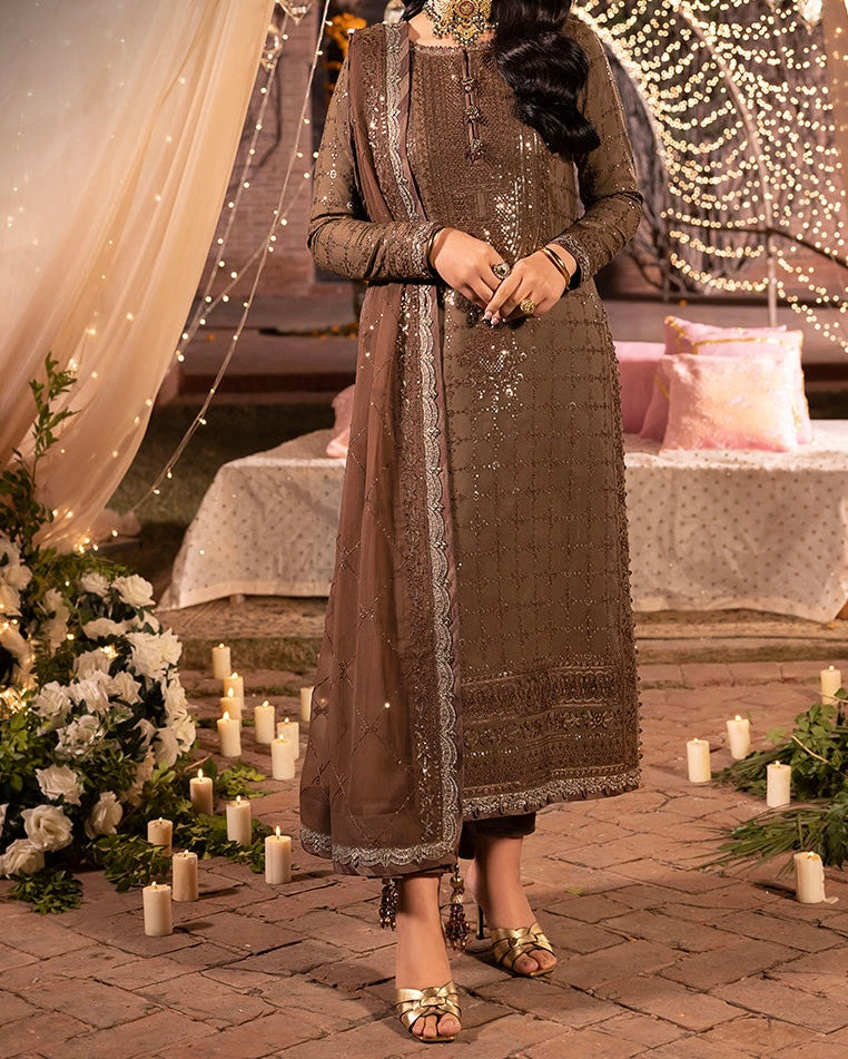 Marina Mystique|Asim Jofa 3-Piece |Brown Lawn Silk Suit