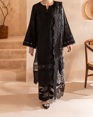 Nureh Monochrome embroidered 3-piece suit in black and white