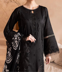 Nureh 3.Monochrome luxury lawn embroidered shirt and chiffon dupatta
