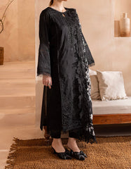 Nureh 3.Monochrome luxury lawn embroidered shirt and chiffon dupatta