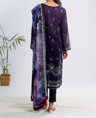 Back design of Nureh Signature Lawn embroidered shirt in navy with white thread work β premium stitched suit by Marina Mystique.
