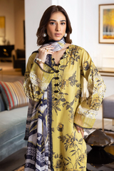 Close-up of fabric print, embroidery, and design layout of Nureh SP-120 Signature Lawn 3-Piece Stitched Suit β premium Pakistani lawn collection by Marina Mystique.
