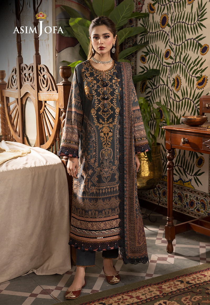 3-PC RANIA EMBROIDERED & PRINTED CAMBRIC-AJNR-0538