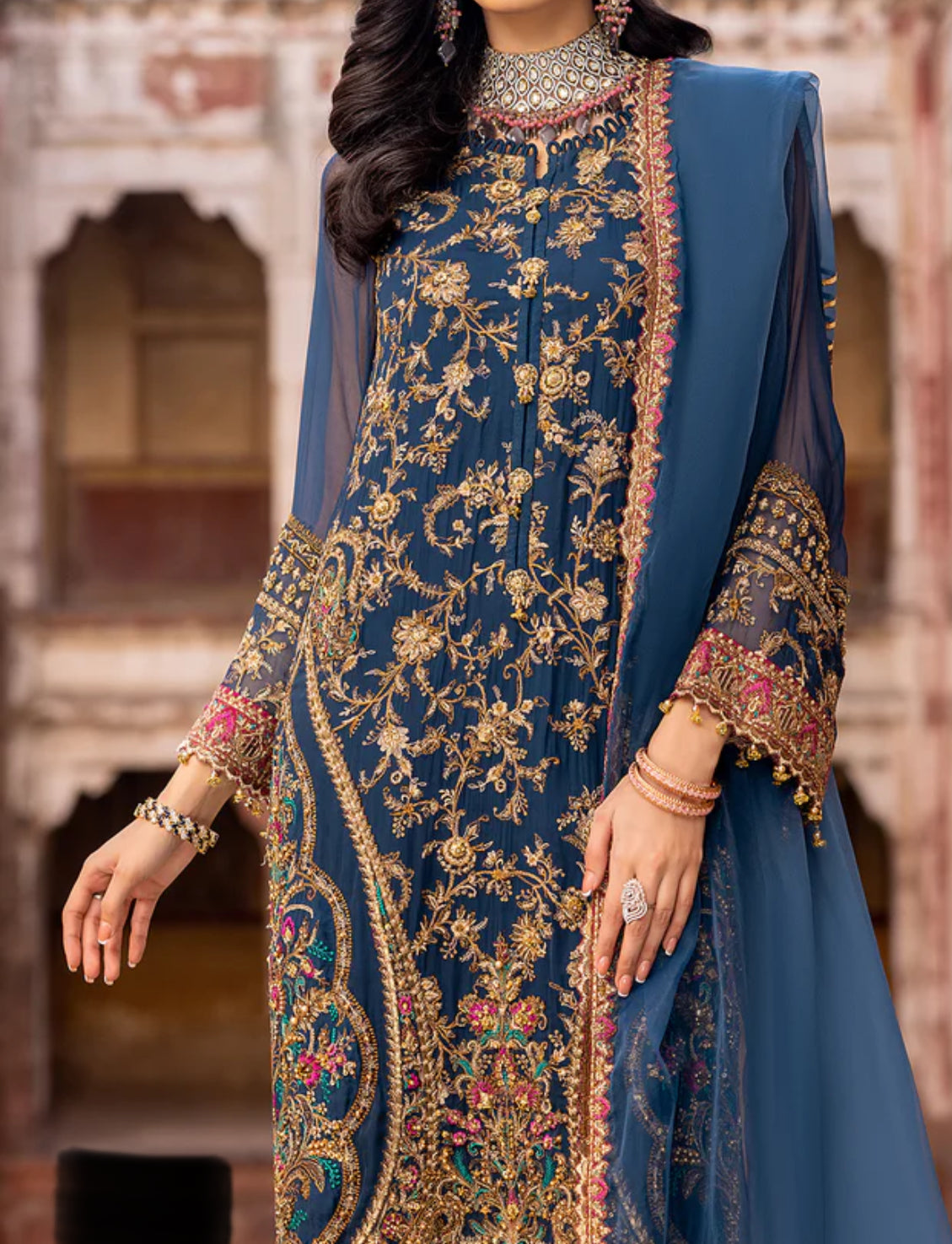 3-PCS LUXERY CHIFFON DASTAAN E JASHAN COLLECTION.  
- DJW-04