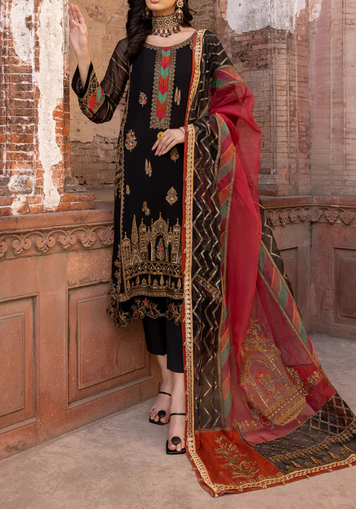 3-PCS LUXURY CHIFFON DASTAAN E JASHAN COLLECTION.                      -DJW-01