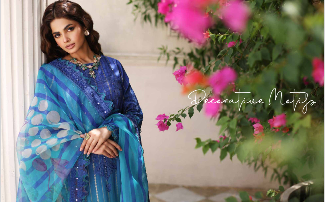 3-PCS RANGOLI COLLECTION EMBRODERD BROSHA AND BANARSI JACQUARD WITH EMBROIDERD ORGANZA DUPATTA -CR-0340