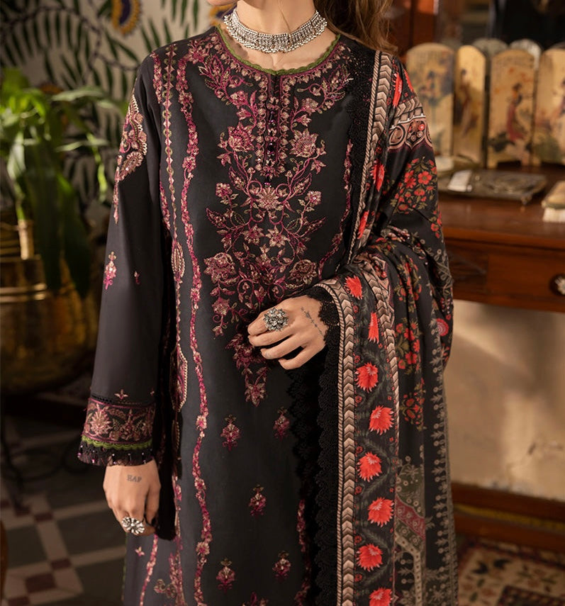 3-PC RANIA EMBROIDERED & PRINTED CAMBRIC-AJNR-1038