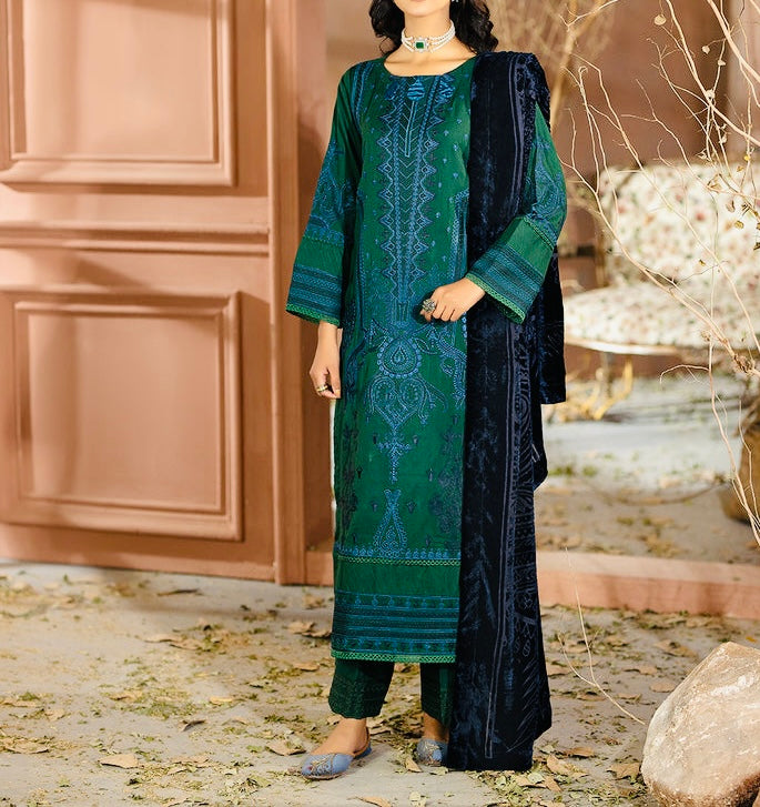 3-PCS EMBROIDERED KARANDI WITH PALACHI SHAWL CHANMBELI COLLECTION 
-CH-67828