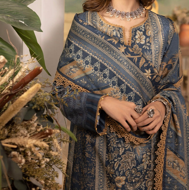 3-PC RANIA EMBROIDERED & PRINTED CAMBRIC-AJNR-0638