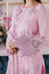 3PCS-EID-ESCAPE LASER CUT LAWN SUIT BY NUREH-SPARKLE PINK-NE-87