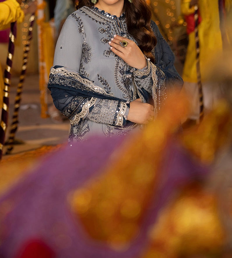 Marina Mystique|Asim Jofa 3-Piece |Grey Embroidered Lawn Silk Suit | Dastaan Collection| AJDA-08 - Dark grey / L / Lawn Silk Marina Mystique|Asim Jofa 3-Piece |Grey Embroidered Lawn Silk Suit | Dastaan Collection| AJDA-08 - Dark grey / L / Lawn Silk