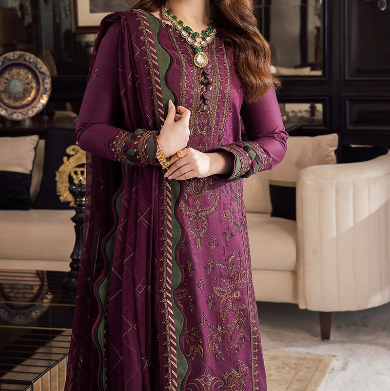 3-PCS RANG E NOOR COLLECTION LAWN SILK. -AJRN-0417