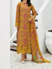 3-PC EMBROIDERED LAWN WITH EMBROIDRED CHIFFON DUPATTA CR4-0652