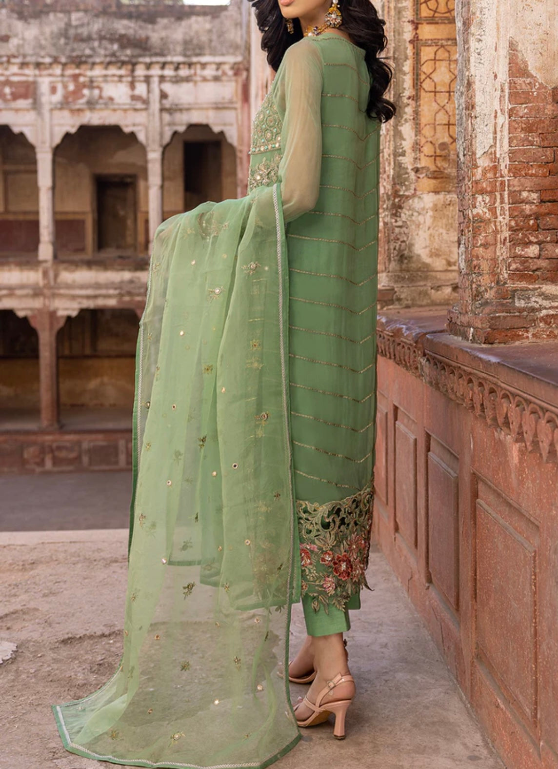 Marina Mystique |3-Piece Embroidered Luxury Chiffon Suit | Dastaan-e-Jashan by Charizma | Stitched Pakistani Formal Wear-DJW-06 - XL-C-22. H-24 / Marina Mystique |3-Piece Embroidered Luxury Chiffon Suit | Dastaan-e-Jashan by Charizma | Stitched Pakistani Formal Wear-DJW-06 - XL-C-22. H-24 /