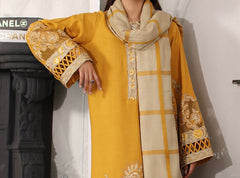 3-PC EMBROIDERED LEATHER WITH PRINTED SHAWL PS3-40-20