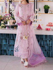 3PCS-EID-ESCAPE LASER CUT LAWN SUIT BY NUREH-SPARKLE PINK-NE-87