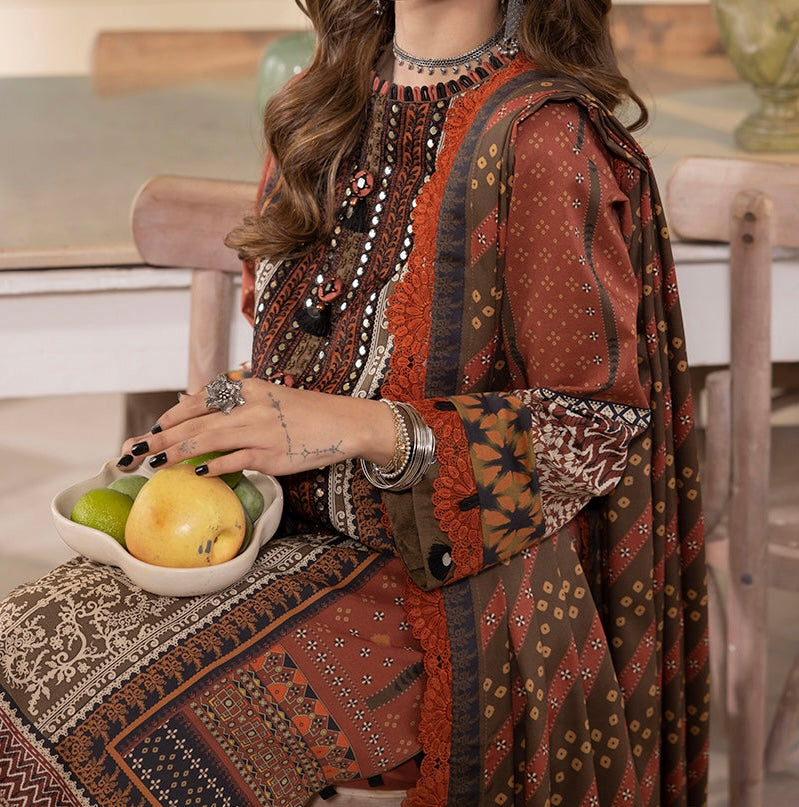 3-PC RANIA EMBROIDERED & PRINTED CAMBRIC-AJNR-0438